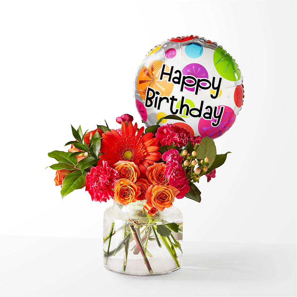 Fiesta Bouquet with Birthday Balloon – James Floral Shoppe, Wilkinsburg PA