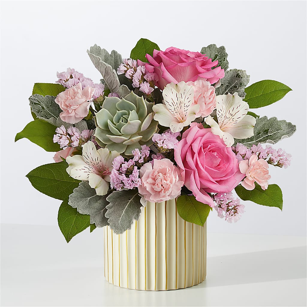 Dusty Rose Bouquet with Ivory Vase – James Floral Shoppe, Wilkinsburg PA