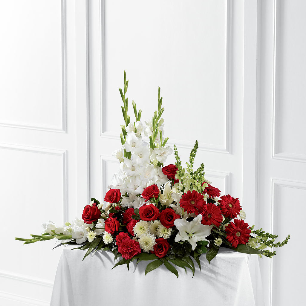 Crimson & White Arrangement – James Floral Shoppe, Wilkinsburg PA