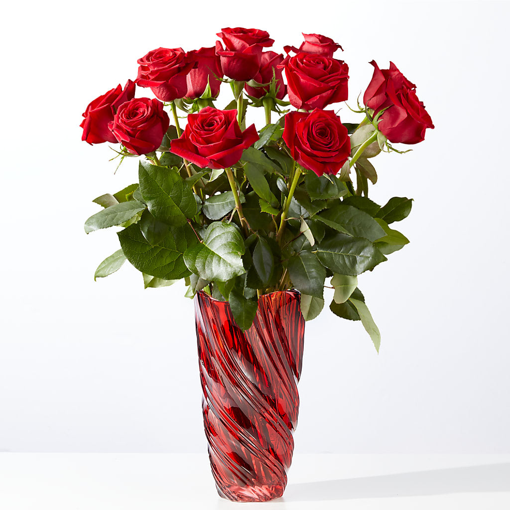 Classic Love Red Rose Bouquet with Luxe Swirl Vase – James Floral Shoppe, Wilkinsburg PA